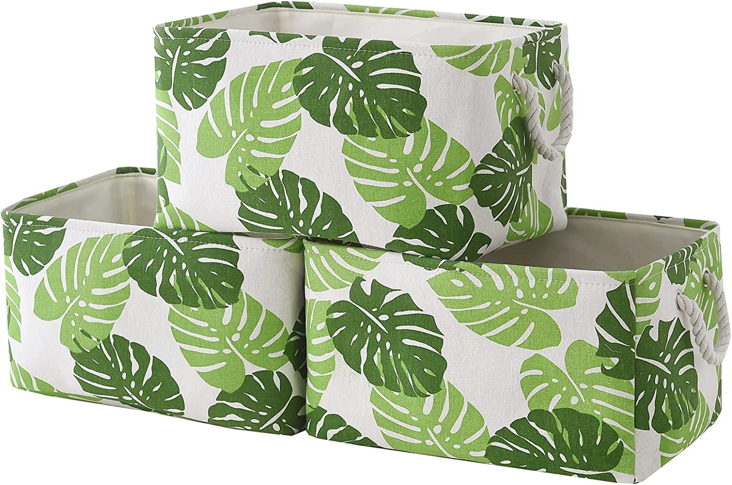 Storage Basket for Organizing with Rope Handles (3 Pack, Large, 16x12x8