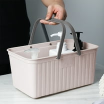 Storage Basket with Handles and Ventilation Holes, Durable Plastic Portable Organizer for Toiletry, Bathroom, Kitchen, and Multipurpose Home Use