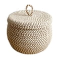 thumbnail image 1 of Storage Basket with Lid, Round Woven Blanket Storage for Living Room, Decorative Cotton Rope Hamper with Zipper Top 6*4In, 1 of 6