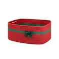 thumbnail image 1 of Storage Basket with Ribbon Bow, Woven Storage Bin for Home Decor, Small Cute Decorative Room Basket for Nursery, Pets (Red), 1 of 6