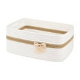 thumbnail image 1 of Storage Basket with Ribbon Bow, Woven Storage Bin for Home Decor, Small Cute Decorative Room Basket for Nursery, Pets (White), 1 of 6