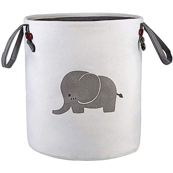 Storage Baskets,Cotton Foldable Round Home Organizer Bin for Family Storage,Laundry,Clothing,Gift Baskets(Elephant)