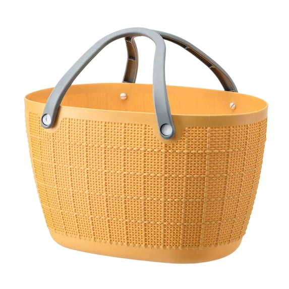 Storage Baskets,Garden Basket,Collapsible Handle Plastic Harvest Basket -8*6.7*6IN Rectangular Garden Storage Basket for Picking(Yellow)