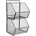 thumbnail image 1 of 1 Set Wall Mounted Kitchen Fruit Onion Storage Wire Basket Multifunctional Vegetable Organizer, 1 of 6