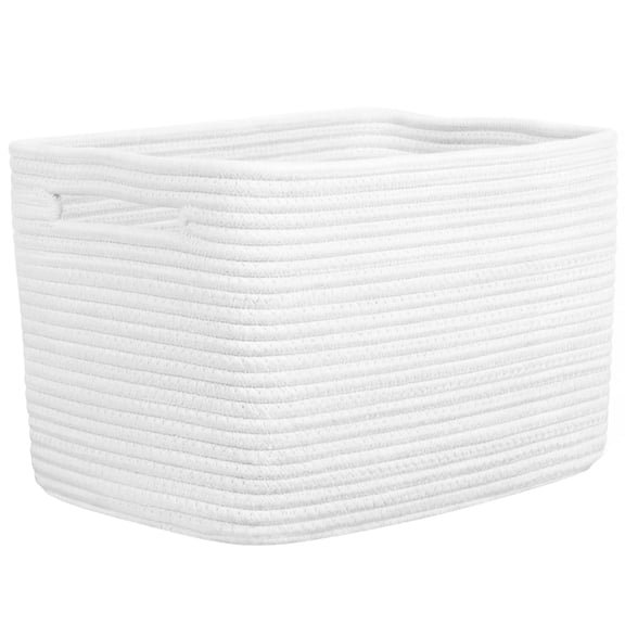 Storage Baskets for Organizing, 14 x 10 x 9” Closet Shelf Woven Baskets, Square Bins with Handles, Cotton Rope Basket for Clothes, Office, Room, Pink 1 Pack