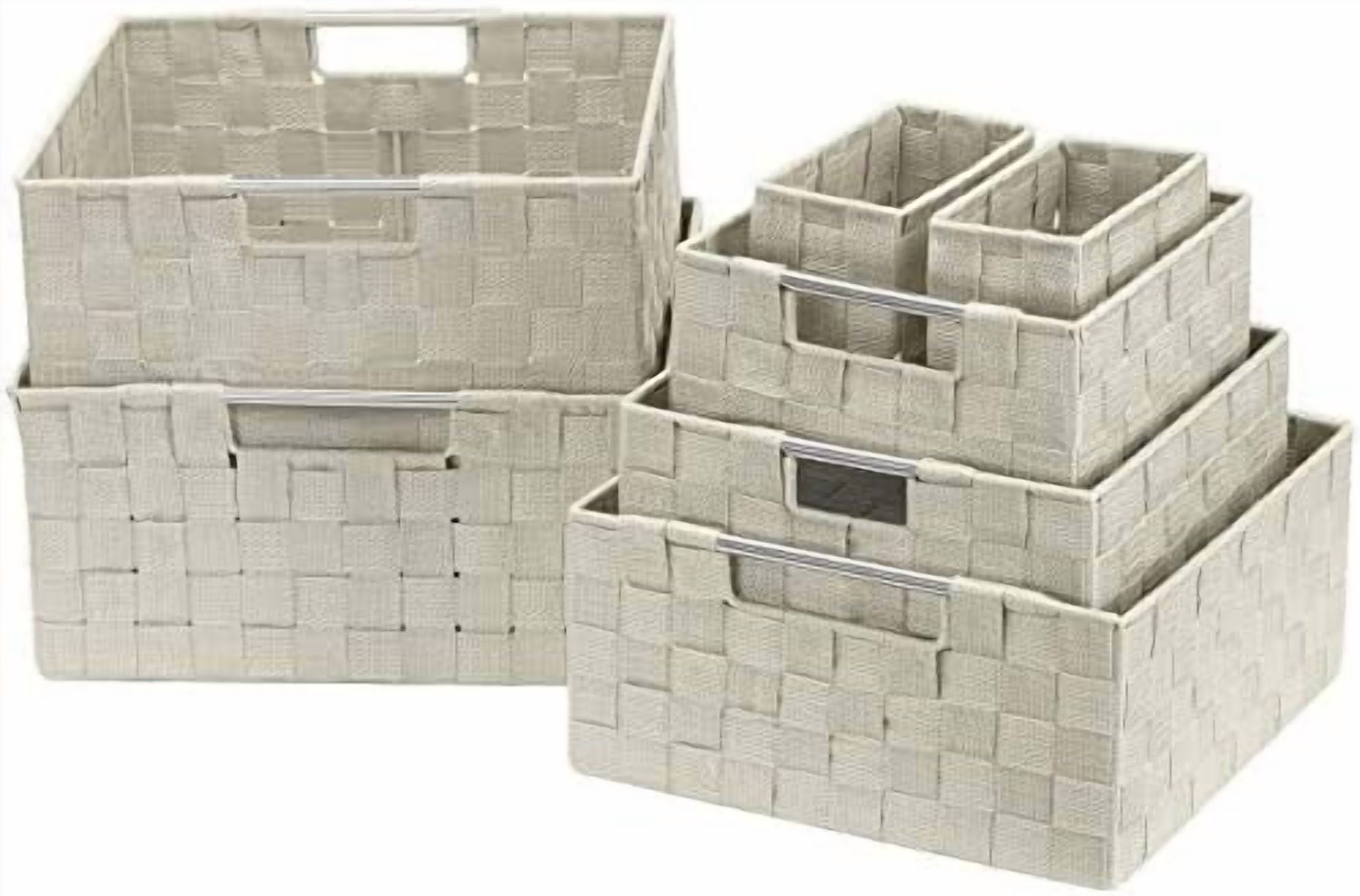 Storage Baskets for Organizing (Set of 7), Mesh Hand-Woven Design ...