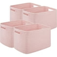 thumbnail image 1 of Storage Baskets for Organizing, Woven Decorative Baskets for Shelves - Books, Towels, and Clothes, Cotton Rope Toy Storage Bins, 12.7''Lx9''Wx7.8''H, Pack of 4, Pink, 1 of 14