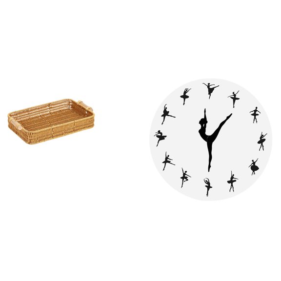 Storage Baskets Wall Clock Ballerina Decor Eco-friendly Woven Design for Dance Studio Home Dining