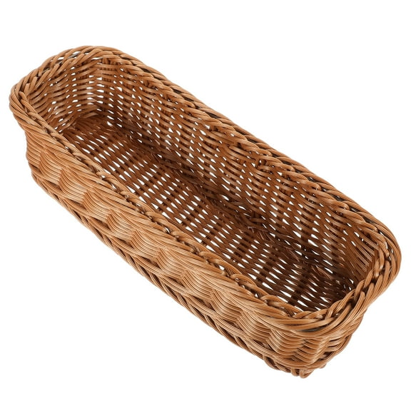 Imitation Rattan Woven Basket for Multifunctional Use including Desktop Cutlery Storage and Fruits Storage