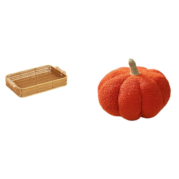 Storage Baskets Woven Kitchen Organizer Halloween Pumpkin Pillow Plush Material Decorative Bedroom Living Room Use