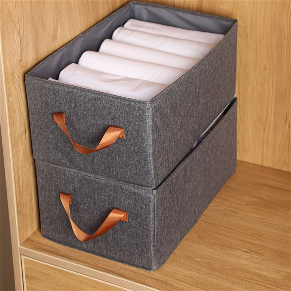 Storage Baskets for Shelves, Linen Wardrobe Clothes Organizers, Large