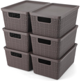 Storage Baskets with Lids Plastic Kitchen Organizers Containers Bins