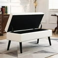 thumbnail image 1 of Storage Bench with 300lb Seating, 43.3" PU Upholstered Entryway Bench with Wood Legs and Safety Hinge, Ottoman Flip Top Foot Rest Long Stool for Sofa Couch Bedroom End of Bed Living Room, White, 1 of 7