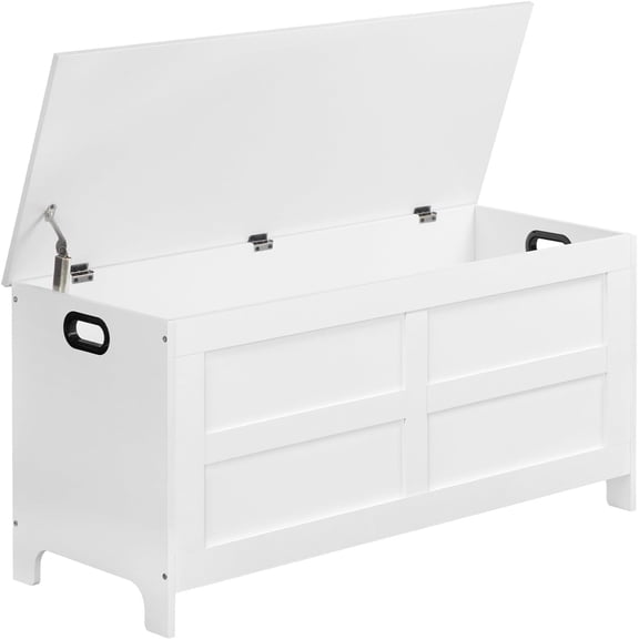 Storage Bench, 39.4" Wooden Storage Chest, Toy Box with Safety Hinges, Large Toy Chest for Entryway, Bedroom, Living Room, White SCWT48301