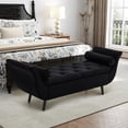 thumbnail image 1 of Storage Bench for Bedroom, 65" End of Bed Bench King Size, Comfy Velvet Tufted Upholstered Window Bench Indoor, Foot of Bed Storage Ottoman Long Seating with Arm for Living Room Entryway, Black, 1 of 8