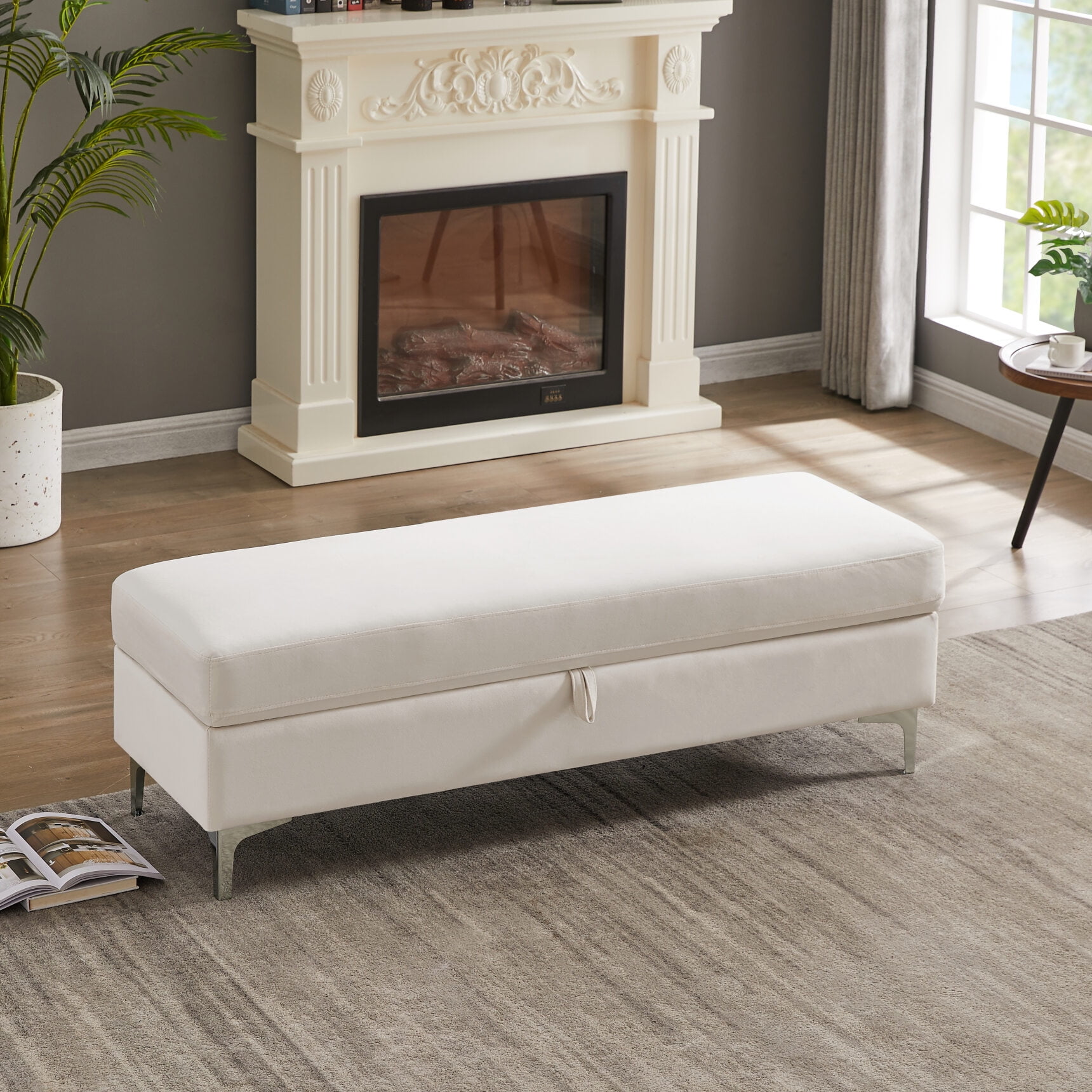 Storage Bench for Bedroom End of Bed, 55.9" Upholstered Velvet Storage