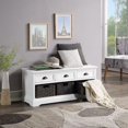 thumbnail image 1 of Storage Bench,Farmhouse Storage Bench with 3 Drawers and 3 Baskets,Solid Wood Stoage Bench Shoe Storage Bench for Entryway Hallway, Living Room, White, 1 of 8