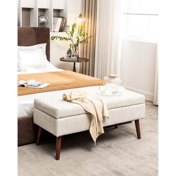 Storage Bench For Bedroom Entry - And Stable, 43.7" W X 18.1" D Foot Offers Comfort Storage,