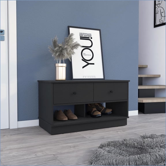Storage Bench Modern 2-Shelf 2-Drawer Organizer | Wengue | Manufactured Wood
