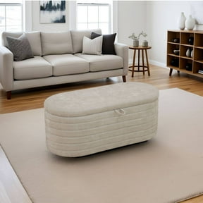 Storage Bench Modern Upholstered Ottoman Bench Window Entryway Bench for Bedroom, Living Room, Light tan