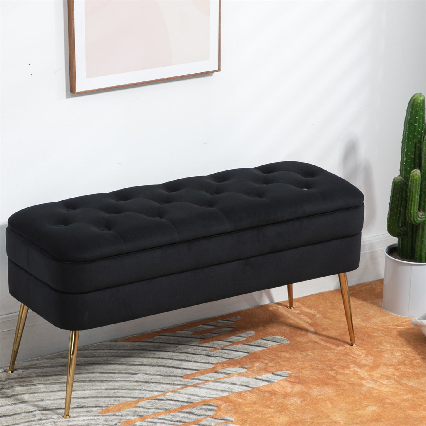 Storage Bench, Storage Ottoman Bench, Upholstered Fabric Bench for Bedroom End of Bed, Entryway ...