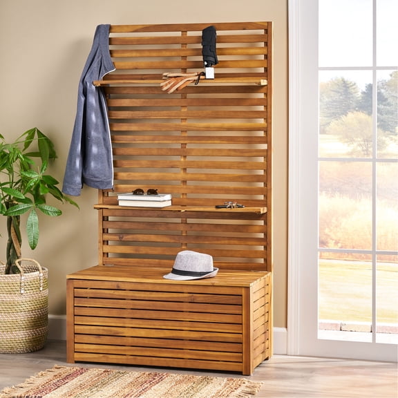 Storage Bench for Home Entryway | Offer Multiple Functions at Entrance | Acacia Wood Structure | Make Home Decor Cleaner and Neater