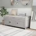thumbnail image 1 of Storage Bench with 3 Shutter-shaped Doors, Shoe Bench with Removable Cushion and Hidden Storage Space(Gray Wash), 1 of 1