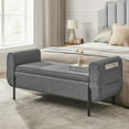thumbnail image 1 of SONGMICS Storage Bench with Armrests Ottoman with Storage Storage Ottoman Bench for Bedroom Living Room Entryway Slate Gray, 1 of 7