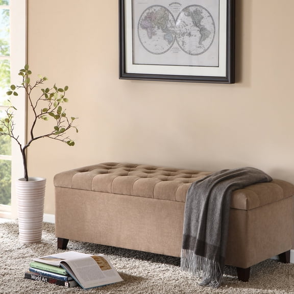 Storage Bench with Tufted Top and Soft Close / Suitable for Living Room
