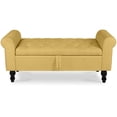 thumbnail image 1 of Storage Bench with Upholstered Rolled Arm Ottoman Bench Couch w/ Solid Wood Legs for Bedroom End of Bed,and Living room,Yellow, 1 of 8