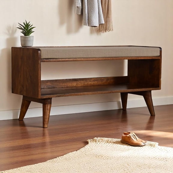Storage Benches, Mud Linen Nordic Storage Bench, Living Room Storage Benches, Wooden Storage Benches,