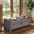 thumbnail image 1 of Storage Benches with Seating — 51" Corduroy Bench with Storage for Bedroom, Overstuffed Cushion & Hydraulic Hinges, Footrest for Living Room, Gray, 1 of 9