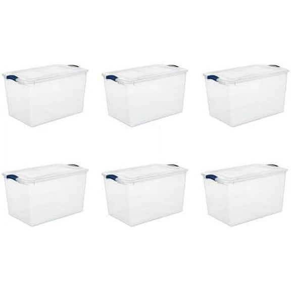 Storage Bin 66 Qt ClearView Latch Storage Box Plastic, Stackable Bin with Latching Lid, Plastic Container to Organize Clothes in Closet, Clear Base, Lid, 6-Pack$$Home Decor, Kitchen, & Other
