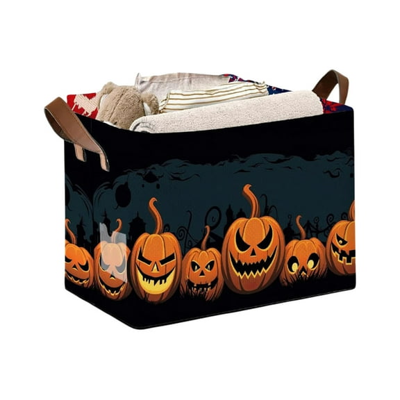 Storage Bin Closet Organizer Bins with Handles, Halloween Spider Decorative Collapsible Canvas Cube Storage Baskets for Nursery Shelf, Clothes, Toy, Towel, Book, 38x26x25cm