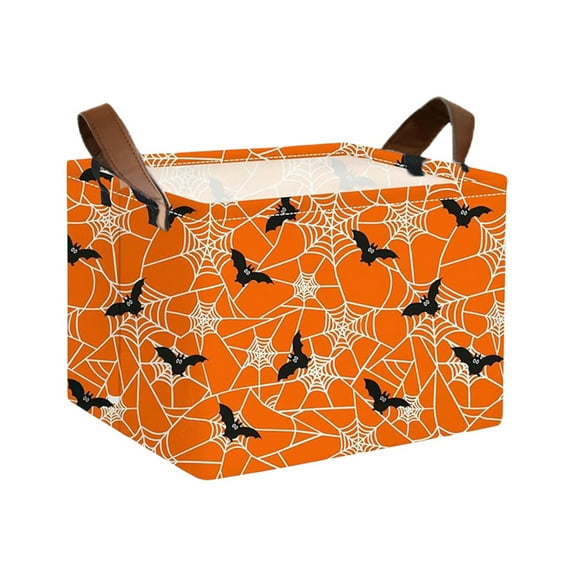 Storage Bin Closet Organizer Bins with Handles, Halloween Spider Decorative Collapsible Canvas Cube Storage Baskets for Nursery Shelf, Clothes, Toy, Towel, Book, 38x26x25cm