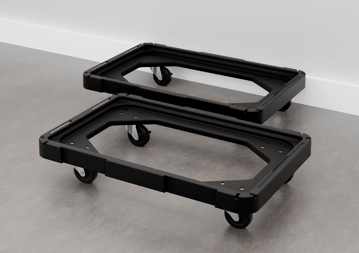 Storage Bin Dolly, 2-Pack Rolling Tote Cart, Fits 12 & 27 Gallon ...