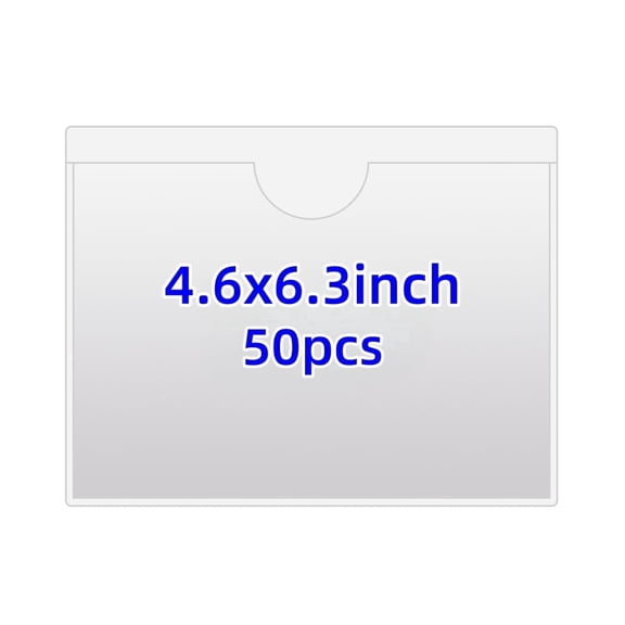 Storage Bin Labels, 4x6 Clear Adhesive Index Card Holders for Packing, Moving Boxes, and Containers, 50 Pcs