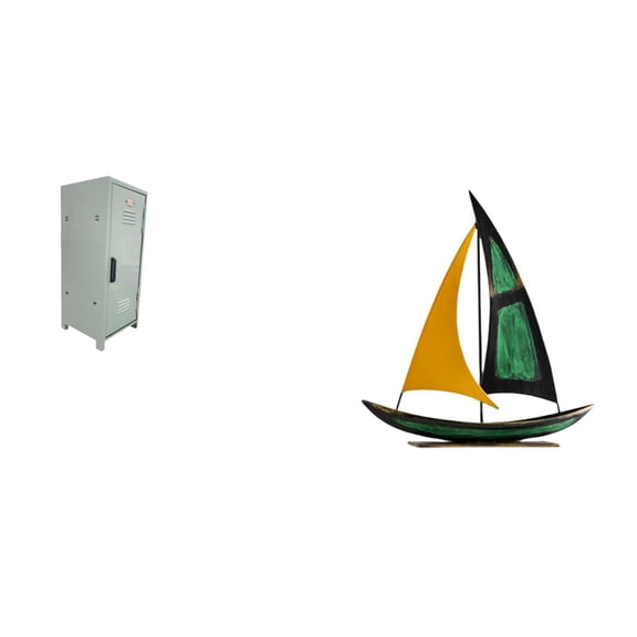 Storage Bin Mini Locker Cabinet Sailboat Figurine Metal Organizer for Apartment Entryway Office Tabletop