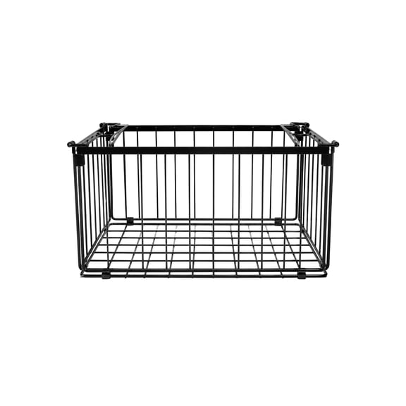 Storage Bin Organizer Black Wire Stackable Basket for Freezer Fridge Kitchen Pantry Organization Storage, 1 Pack