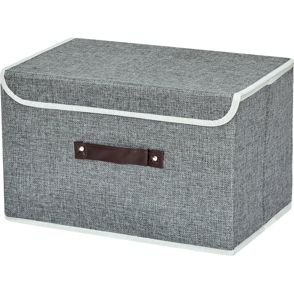 Storage Bin for Shelves Foldable Storage Organizing Basket with Lid&Handles Rectangle Closet Baskets,Gray Storage Bins, Storage Boxes for Home Office Car Dormroom
