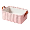 thumbnail image 1 of Storage Bin with Handles,Easy Clean Rectangular Fabric Organizer Basket for Bedroom Shelves 14.2x10.24x6.30 Inch,Pink, 1 of 9