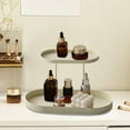 thumbnail image 1 of Storage Bin with Lid​ Black Two-Tier Cosmetic Tray Oval Design Bottle Candle Organizer, Bathroom Vanity Countertop Storage Solution, 1 of 6