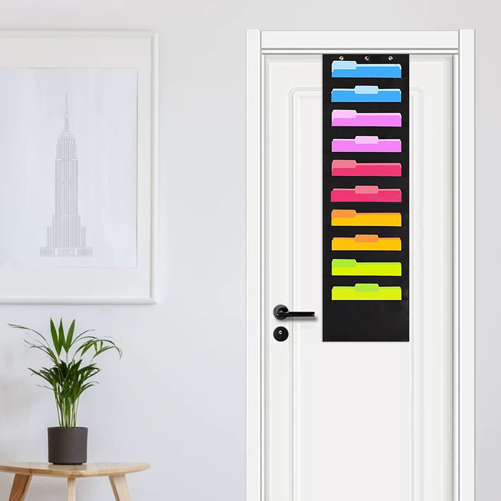 Hippo Creation Storage Pocket Chart - 10-Pocket Wall Organizer With Over-Door Hangers, 2 Pack, Black-748470