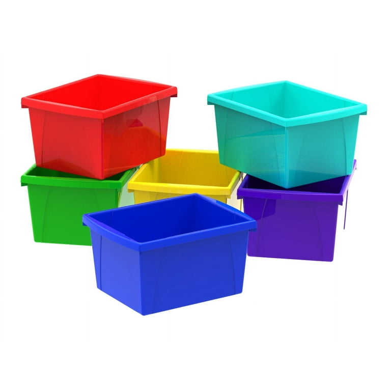 Storage Bins, 4 Gal, 10 X 12.63 X 7.75, Randomly Assorted Colors |  Bundle of 2 Each