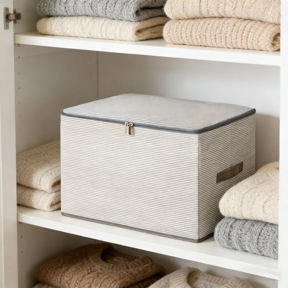 Storage Bins for Clothes, 50L Quilt Storage Bags with Clear Window, Heavy Duty Fabric Under Bed Containers, Foldable Moving Packing Boxes for Organization, Home Bedroom Dorm Closet Use