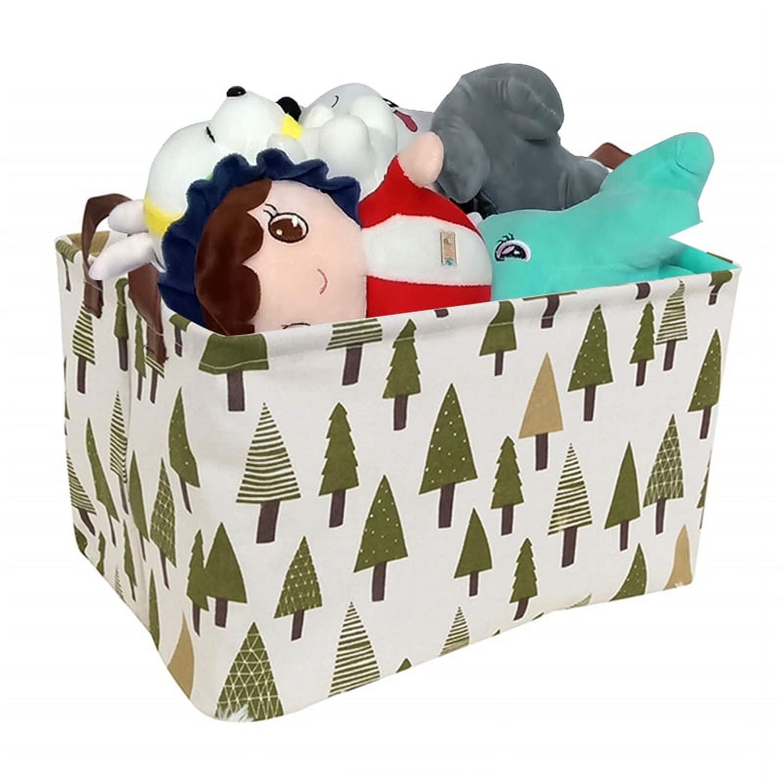 Storage Bins, Cotton Fabric Laundry Baskets, Collapsible Waterproof Toy Storage Bin with Handles