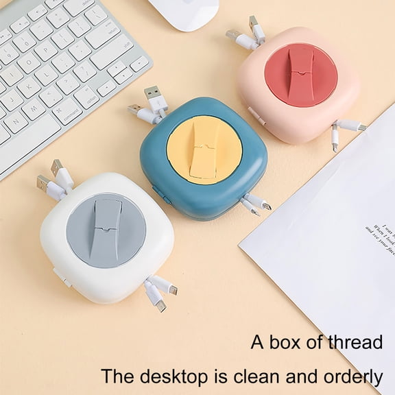 Storage Bins Foldable Rotatable Multi-Purpose Portable Charger Storage Box With Mobile Phone Bracket Data Cable Sorting Storage Box