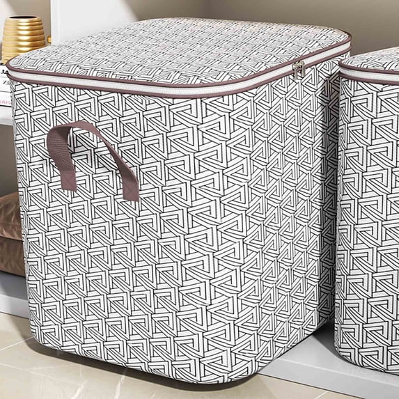 Storage Bins with Handle and Zipper, Fabric Storage Bins with Lids, Closet Organizers and Storager, Storages Bags for Clothes, Blanket Storages, Non-Woven Fabric, Large Capacity, Foldable (L)