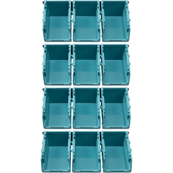 Storage Bins - Interlocking Plastic Van Boxes Wall Mounted Compartments for Screws Nails Small Tool Parts Workshop Garage Drawer Shed Organiser 12 & 3 Rails