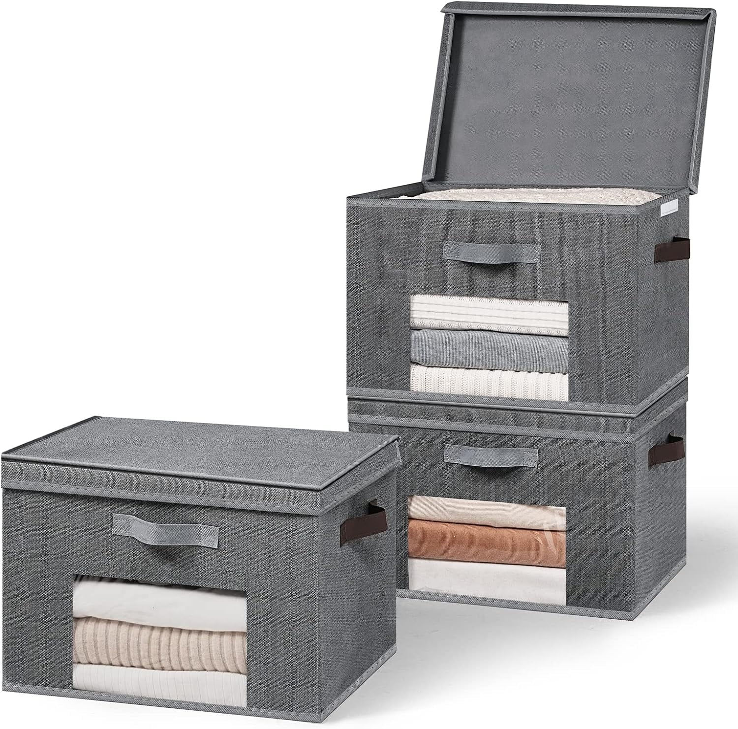 Storage Bins,Large Fabric Storage Bins with Lids, Closet Organizers and